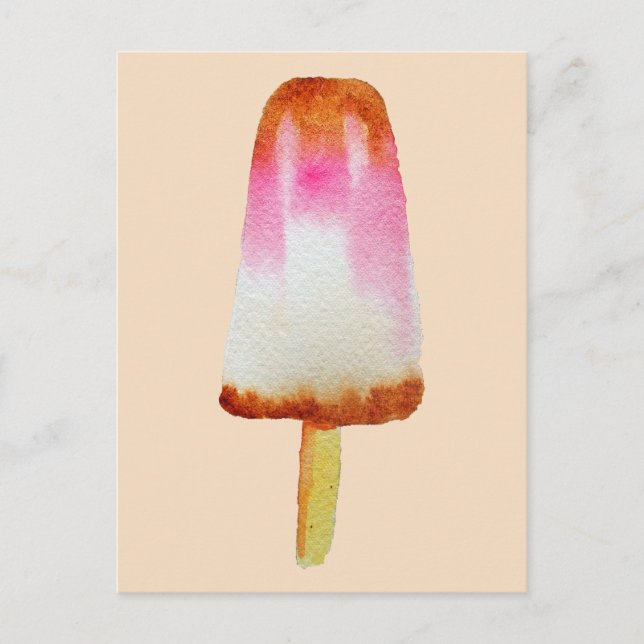 Cola popsicle cute Summertime watercolor art Postcard (Front)