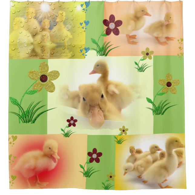 colage of cute ducks pictures shower curtain (Front)