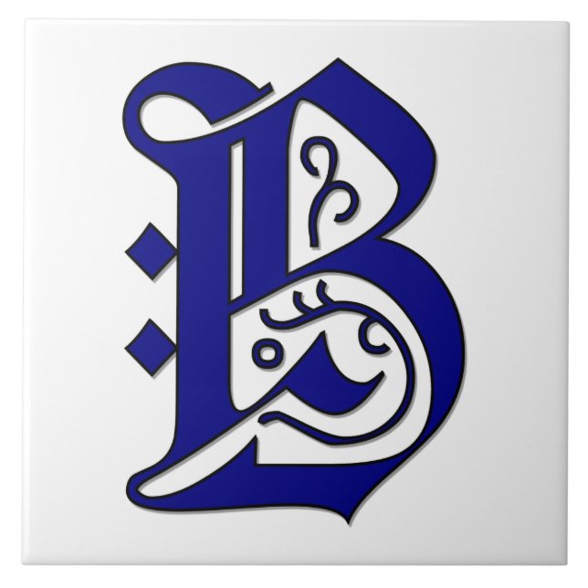 Colchester Letter B Blue Monogram Accent Tile (Front)