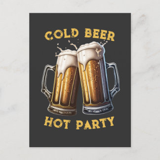 Cold Beer Hot Party Two Pints Perfect Combo Postcard