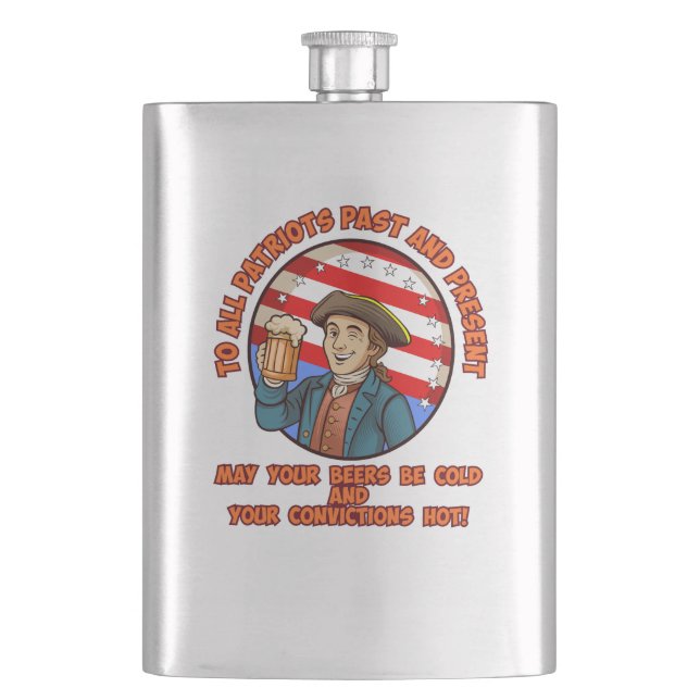 Cold beer on July 4th Hip Flask (Front)