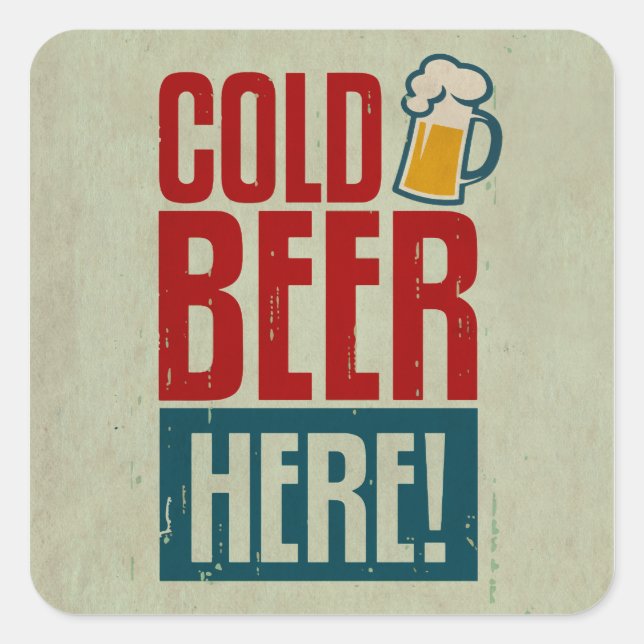Cold Beer Square Sticker (Front)