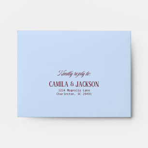 Cold Blue and Burgundy Wedding RSVP Envelope