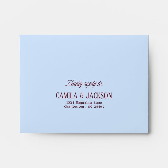 Cold Blue and Burgundy Wedding RSVP  Envelope (Front)