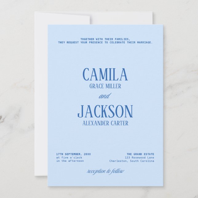 Cold Blue Wedding  Invitation (Front)