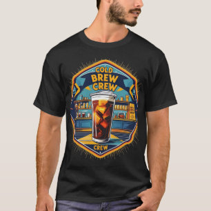 Cold Brew Crew Retro Coffee T-Shirt for Iced Coffe