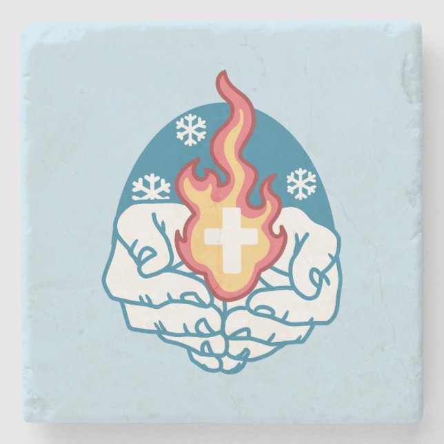 Cold Change, Faith's Fire - Motivational Christian Stone Coaster (Front)