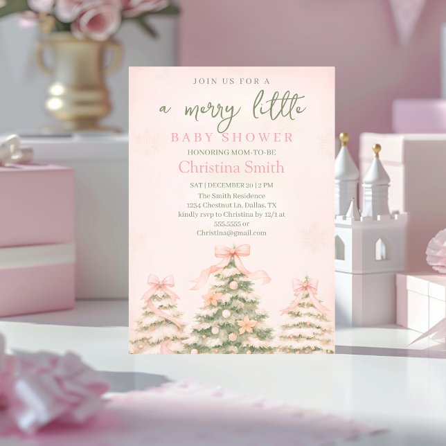 Cold Elegant A Pink Bow Coquette Baby Shower Invitation (Creator Uploaded)
