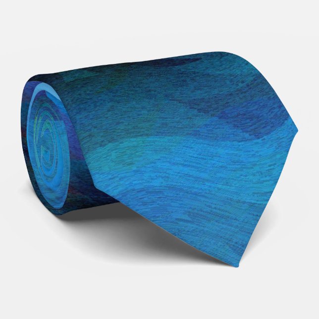 Cold Flame cool blue modern abstract art Tie (Rolled)