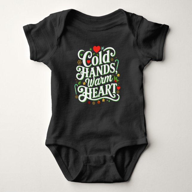 Cold Hands, Warm Heart One Piece Baby Bodysuit (Front)