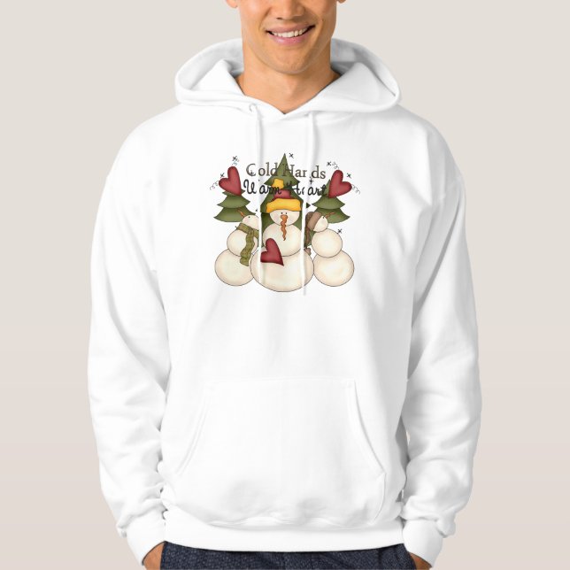 Cold Hands Warm Heart Snowman Hooded Sweatshirt (Front)