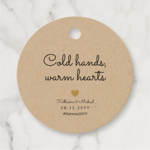 Cold hands warm hearts wedding Rustic Favour tags