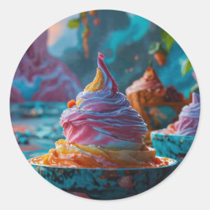 Cold ice cream Classic Round Sticker