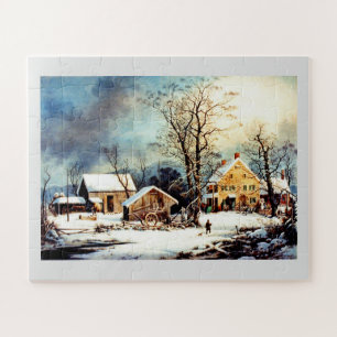 Cold morning snow scene jigsaw puzzle