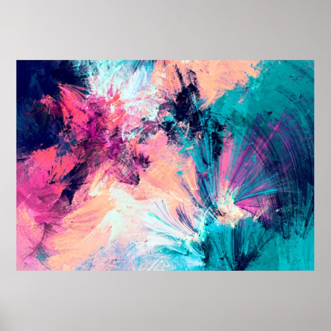 Cold multicolor beautiful futuristic pattern. Abst Poster (Front)