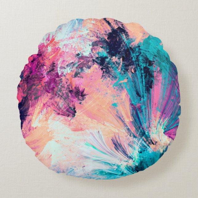 Cold multicolor beautiful futuristic pattern. Abst Round Cushion (Front)