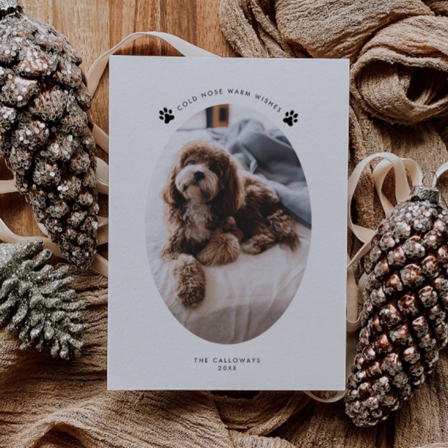 Cold Nose Warm Wishes Dog Photo Christmas Holiday Card (Creator Uploaded)