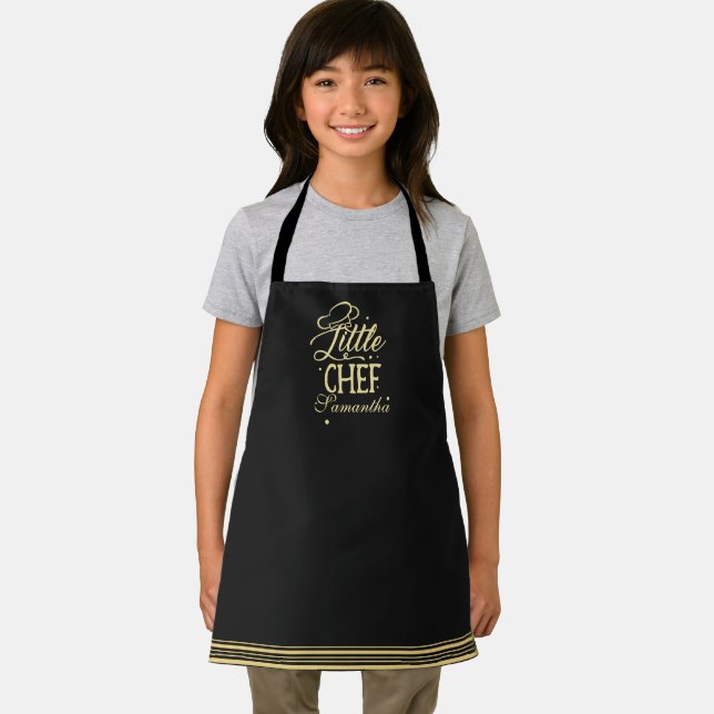 Cold On Grey Little Chef Typography Custom Name  Apron (Insitu)