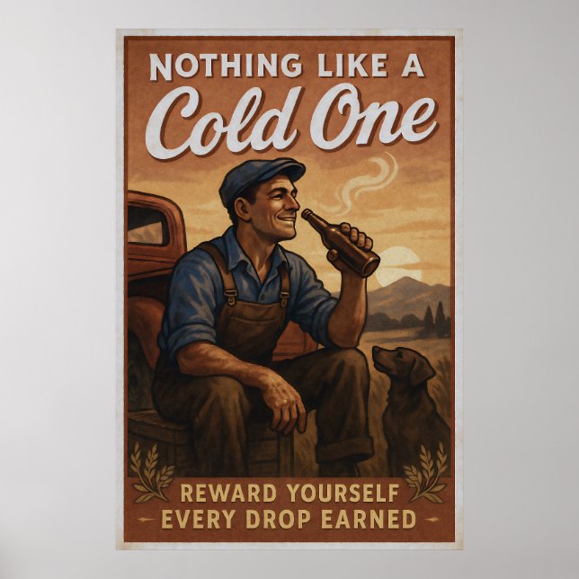 Cold One - Beer Lover Vintage Art Poster (Front)