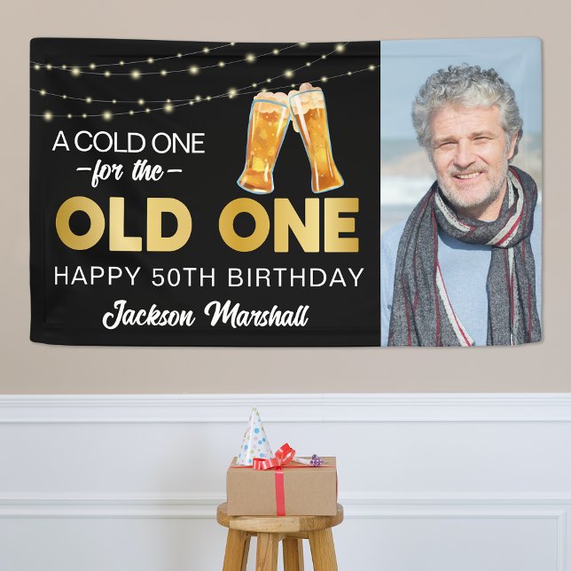 Cold One For The Old One | Photo Birthday Banner (Creator Uploaded)