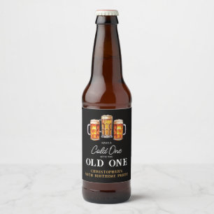 Cold One With The Old One Beer 50th Birthday Bottle Label