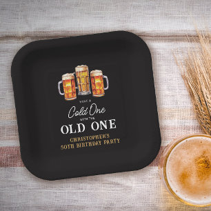 Cold One With The Old One Beer 50th Birthday Paper Plate