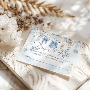 Cold Outside Blue ClothestLine Baby Shower Diaper Enclosure Card