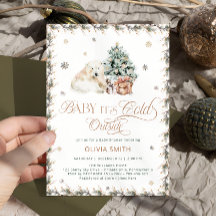 Cold Outside Cute Polar Bear Baby Shower