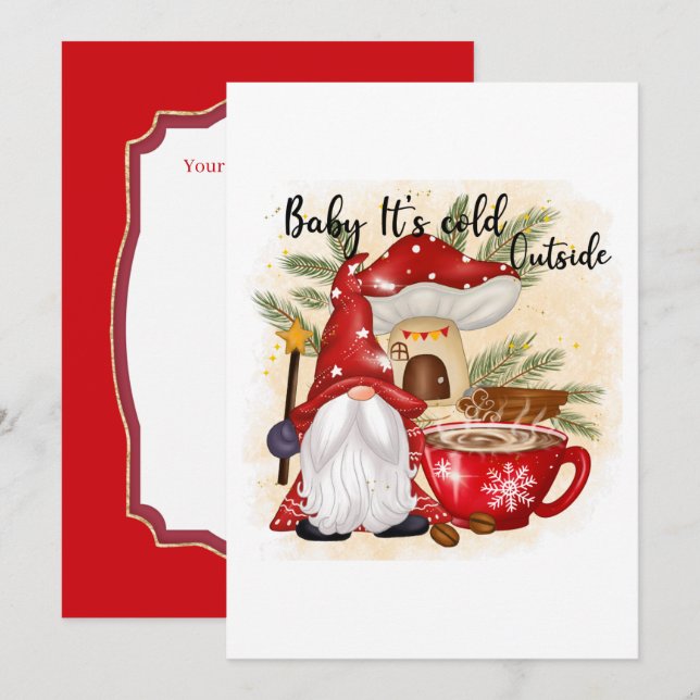 cold outside gnome Holiday add sentiment (Front/Back)