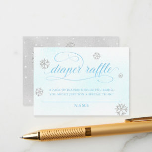 Cold Outside Rhinestone Glitter Diaper Raffle Boy Enclosure Card