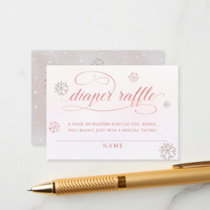 Cold Outside Rhinestone Glitter Diaper Raffle Girl Enclosure Card