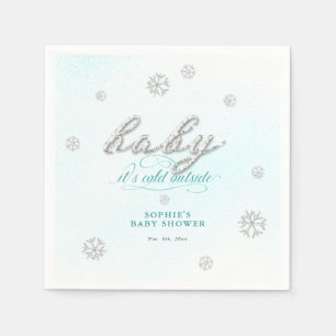Cold Outside Rhinestone Glitter Winter Baby Shower Napkin