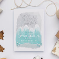 Cold Outside Snow Mountains Blue Baby Shower