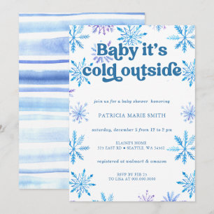 Cold Outside Snowflakes Winter Boy Baby Shower Invitation