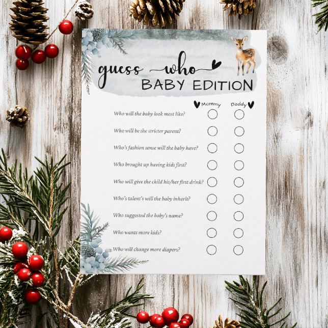 Cold Outside Winter Animals Baby Shower Guess Who  Flyer (Creator Uploaded)