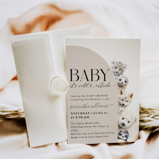 Cold Outside Winter Animals Baby Shower Invitation