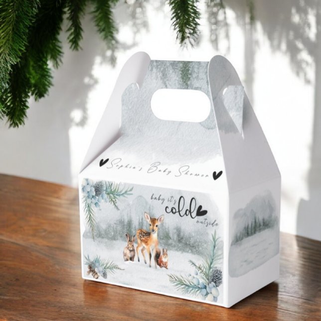  Cold Outside Winter Animals Modern Baby Shower Favour Box (Creator Uploaded)