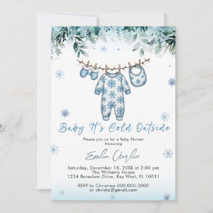 Cold Outside Winter Baby Clothes Baby Shower Invitation