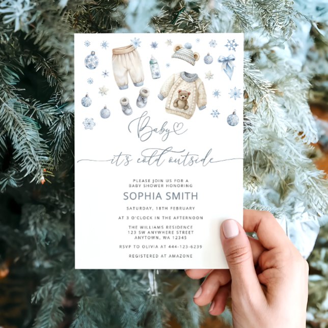 Cold Outside Winter Baby Clothes Shower Invitation (Creator Uploaded)