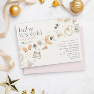 Cold Outside Winter Baby Shower Girl Invitation