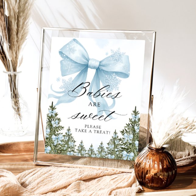 Cold Outside Winter Blue Bow Babies are Sweet Poster (Creator Uploaded)