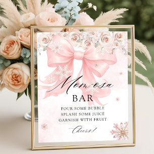 Cold Outside Winter Bow Baby Shower Mum-osa Bar Poster