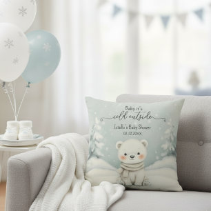 Cold Outside Winter Gender Neutral Baby Shower Cushion