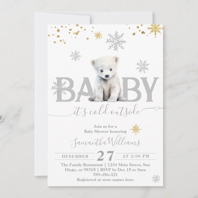 Cold Outside Winter Gender Neutral Baby Shower Invitation (Front)
