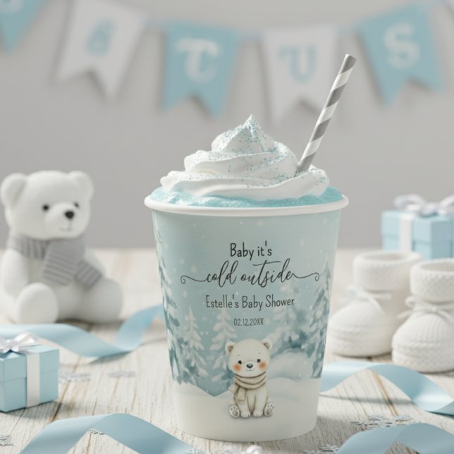 Cold Outside Winter Gender Neutral Baby Shower Paper Cups (Creator Uploaded)
