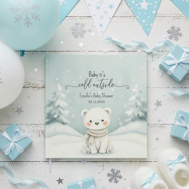 Cold Outside Winter Polar Bear Baby Shower  Guest Book (Creator Uploaded)