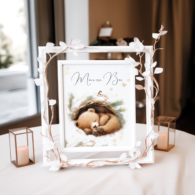 Cold Outside Woodland Bear Winter Baby Shower Poster (Creator Uploaded)