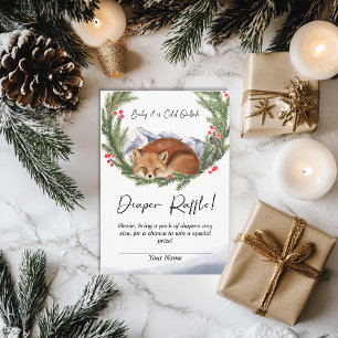Cold Outside Woodland Fox Winter Diaper Raffle Enclosure Card