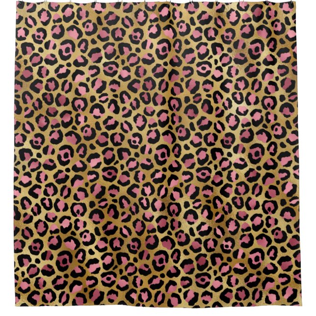 Cold pink leopard pattern Shower Curtain (Front)