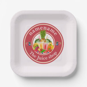 Cold Pressed Juice Smoothies fruit shop logo name Paper Plate